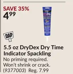 Princess Auto DAP 5.5 oz DryDex Dry Time Indicator Spackling offer