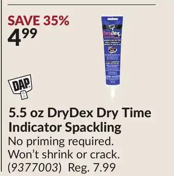 Princess Auto DAP 5.5 oz DryDex Dry Time Indicator Spackling offer