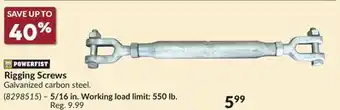 Princess Auto Rigging Screws offer