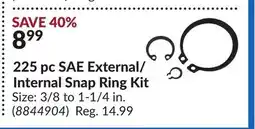 Princess Auto 225 pc SAE External/ Internal Snap Ring Kit offer