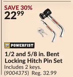 Princess Auto 1/2 and 5/8 in. Bent Locking Hitch Pin Set offer