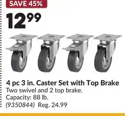 Princess Auto 4 pc 3 in. Caster Set with Top Brake offer