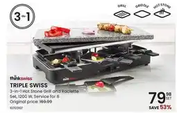 Stokes TRIPLE SWISS 3-in-1 Hot Stone Grill and Raclette Set offer