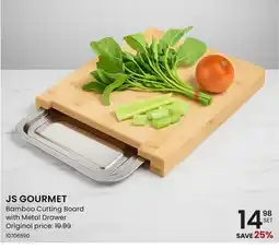 Stokes JS GOURMET Bamboo Cutting Board with Metal Drawer offer