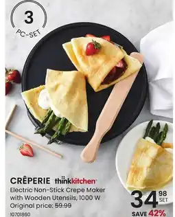 Stokes CRÊPERIE Electric Non-Stick Crepe Maker with Wooden Utensils offer