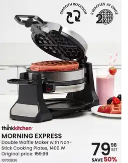 Stokes MORNING EXPRESS Double Waffle Maker with Non-Stick Cooking Plates offer