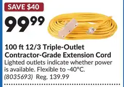 Princess Auto 100 ft12/3 Triple-Outlet Contractor-Grade Extension Cord offer
