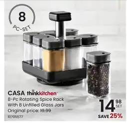 Stokes CASA 8-Pc Rotating Spice Rack With 8 Unfilled Glass Jars offer