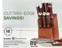 Stokes ROWEN 16-Pc Hammered Stainless Steel Knife Set with Wood Block offer