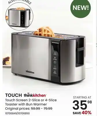 Stokes Touch Screen 2-Slice or 4-Slice Toaster with Bun Warmer offer