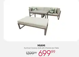 Meubles RD miami - Aluminum Outdoor Sofa with Ottoman and Table - 4 pcs offer