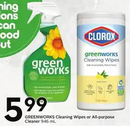 Sobeys Greenworks cleaning wipes or all-purpose cleaner offer