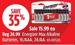 Canadian Tire Energizer max alkaline batteries offer