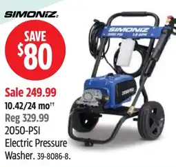 Canadian Tire Simoniz 2050-PSI electric pressure washer offer