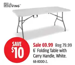 Canadian Tire Folding table with carry handle white offer