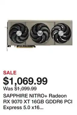 Newegg SAPPHIRE NITRO+ Radeon RX 9070 XT 16GB GDDR6 PCI Express 5.0 x16 ATX Graphics Card 11348-01-20G offer