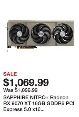 Newegg SAPPHIRE NITRO+ Radeon RX 9070 XT 16GB GDDR6 PCI Express 5.0 x16 ATX Graphics Card 11348-01-20G offer