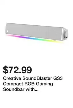 Newegg Creative SoundBlaster GS3 Compact RGB Gaming Soundbar with SuperWide Technology - White offer