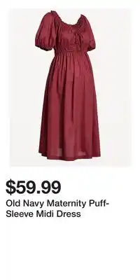 Old Navy Old Navy Maternity Puff-Sleeve Midi Dress offer