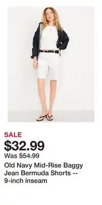 Old Navy Old Navy Mid-Rise Baggy Jean Bermuda Shorts -- 9-inch inseam offer