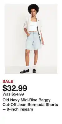 Old Navy Old Navy Mid-Rise Baggy Cut-Off Jean Bermuda Shorts -- 9-inch inseam offer