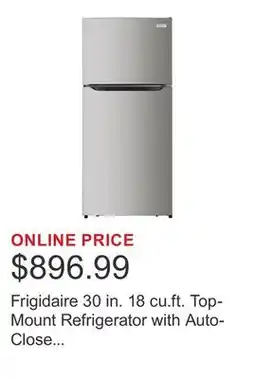 Costco Frigidaire 30 in. 18 cu.ft. Top-Mount Refrigerator with Auto-Close Doors offer
