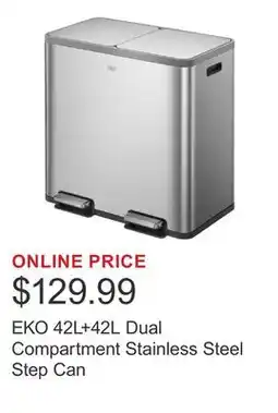 Costco EKO 42L+42L Dual Compartment Stainless Steel Step Can offer