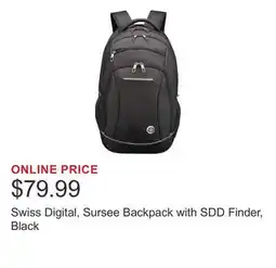 Costco Swiss Digital, Sursee Backpack with SDD Finder, Black offer