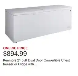 Costco Kenmore 21 cuft Dual Door Convertible Chest freezer or Fridge with Wheels offer