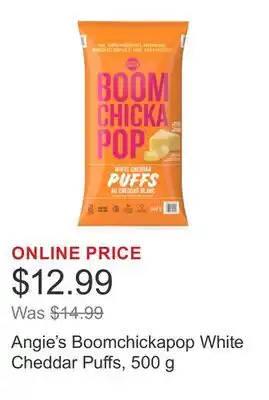 Costco Angie's Boomchickapop White Cheddar Puffs, 500 g offer