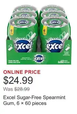 Costco Excel Sugar-Free Spearmint Gum, 6 × 60 pieces offer