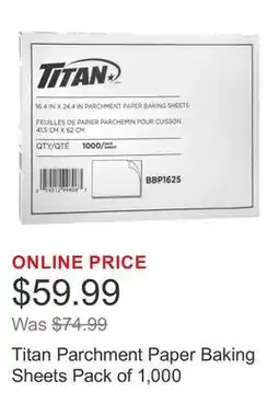 Costco Titan Parchment Paper Baking Sheets Pack of 1,000 offer