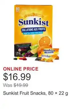 Costco Sunkist Fruit Snacks, 80 × 22 g offer