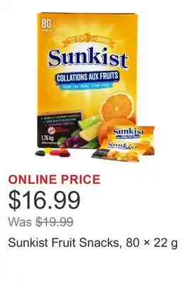 Costco Sunkist Fruit Snacks, 80 × 22 g offer