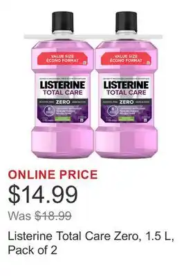 Costco Listerine Total Care Zero, 1.5 L, Pack of 2 offer