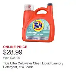 Costco Tide Ultra Coldwater Clean Liquid Laundry Detergent, 124 Loads offer