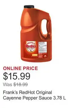 Costco Frank's RedHot Original Cayenne Pepper Sauce 3.78 L offer