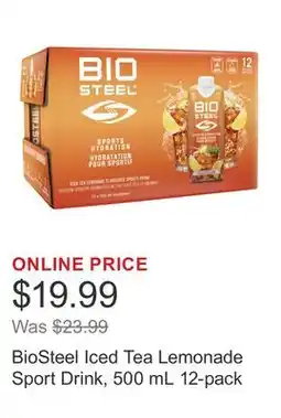 Costco BioSteel Iced Tea Lemonade Sport Drink, 500 mL 12-pack offer