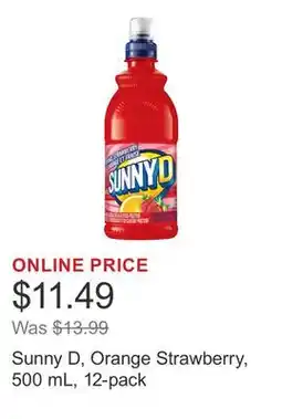 Costco Sunny D, Orange Strawberry, 500 mL, 12-pack offer