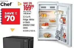 Canadian Tire Master chef 3.3 cu-ft fridge white or black offer