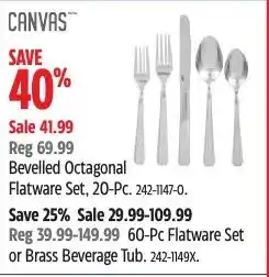 Canadian Tire Canvas bevelled octagonal flatware set offer