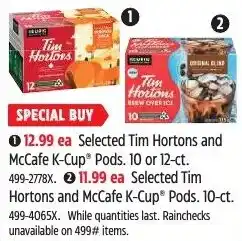 Canadian Tire Selected tim hortons and mccafe k-cup pods offer