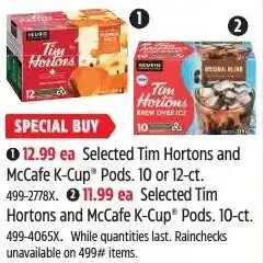 Canadian Tire Selected tim hortons and mccafe k-cup offer