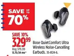 Canadian Tire Bose quietcomfort ultra wireless noise-cancelling earbuds offer