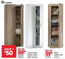Canadian Tire Sauder 2-door storage cabinet oak or white offer