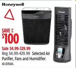 Canadian Tire Honeywell selected air purifier fans and humidifier offer