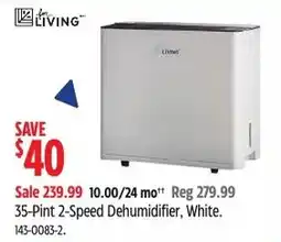 Canadian Tire For living 35 pint 2 speed dehumidifier white offer