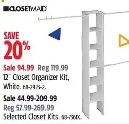Canadian Tire Closetmaid closet organizer kit white offer