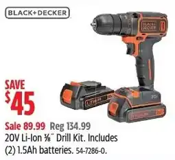Canadian Tire Black+decker 20v li-ion drill kit offer