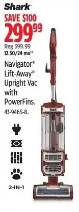 Canadian Tire Shark navigator lift-away upright vac with powerfins offer